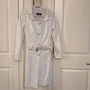 Dolce and Gabbana White Leather Coat